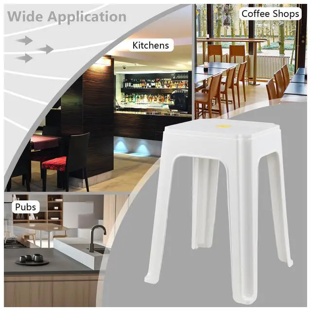 Alt view image 5 of 7 - 12 Pack Plastic Bar Stools, 18.7 Inch White Nesting Stool | Portable Backless Stool, Seating Dining Chairs for Classroom Office Home