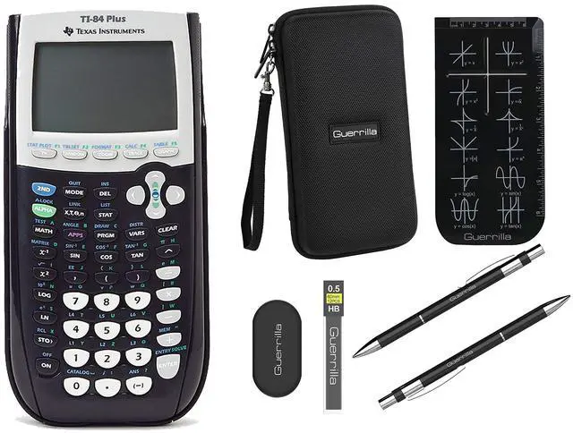 Main image of TI-84 Plus Graphing Calculator + Guerrilla Zipper Case + Essential Graphing Calculator Accessory Kit (Black)
