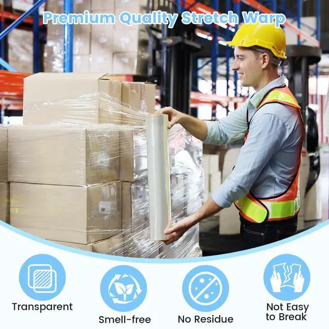 Alt view image 3 of 7 - 18" Shrink Wrap, 1500 Feet Heavy Duty 60 Gauge Plastic Wrap Stretch Film Shrink Wrap Roller for Moving, 12 Pack Stretch Wrap for Packing, Moving Supplies, Furniture & Pallets