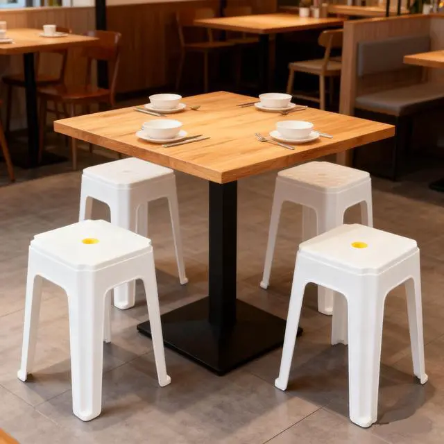 Alt view image 6 of 7 - 12 Pack Plastic Bar Stools, 18.7 Inch White Nesting Stool | Portable Backless Stool, Seating Dining Chairs for Classroom Office Home