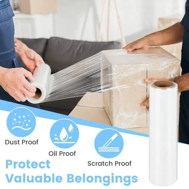 Alt view image 4 of 7 - 18" Shrink Wrap, 1500 Feet Heavy Duty 60 Gauge Plastic Wrap Stretch Film Shrink Wrap Roller for Moving, 12 Pack Stretch Wrap for Packing, Moving Supplies, Furniture & Pallets