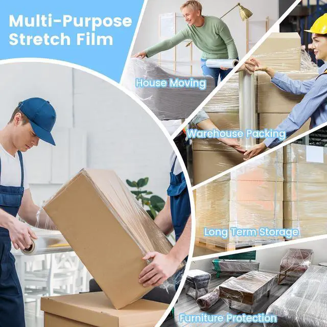 Alt view image 6 of 7 - 18" Shrink Wrap, 1500 Feet Heavy Duty 60 Gauge Plastic Wrap Stretch Film Shrink Wrap Roller for Moving, 12 Pack Stretch Wrap for Packing, Moving Supplies, Furniture & Pallets