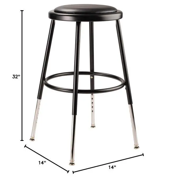Alt view image 2 of 6 - 30.5-38.5in.H Adjust Vinyl Steel Stool, Primary Color Black, Included (Qty.) 1, Seating Type Office Stool, Model# 6430H-10