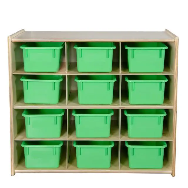 Alt view image 4 of 6 - 12-Cube Tray Cabinet for Organizing Children Art Supply, Kids Storage Organizer for Kindergarten Homeschool Supplies, Greenguard Gold Certified, Lime Green