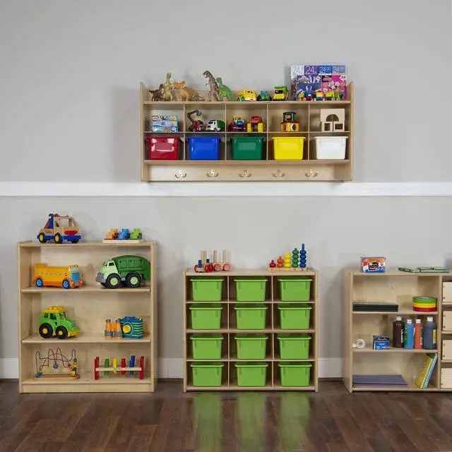 Alt view image 2 of 6 - 12-Cube Tray Cabinet for Organizing Children Art Supply, Kids Storage Organizer for Kindergarten Homeschool Supplies, Greenguard Gold Certified, Lime Green
