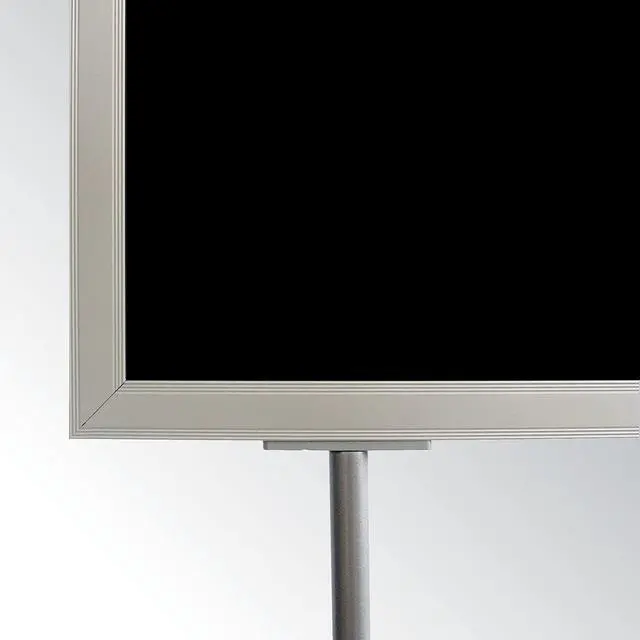 Alt view image 5 of 7 - Metal Oval Info Board Silver 24x36 Inches Slide-In Poster Sign Holder 1 Tier Double Sided Floor Standing Pedestal Advertising Display with Backing and Anti-Glare PET Cover