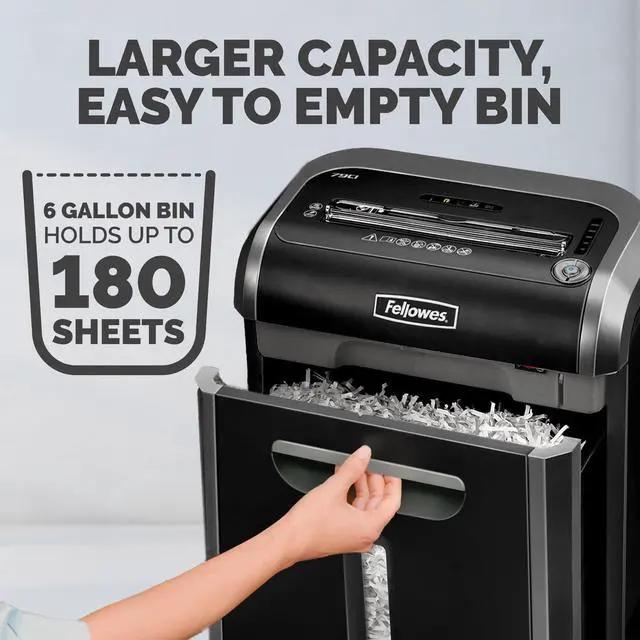 Alt view image 7 of 7 - Powershred 79Ci 16-Sheet 100% Jam-Proof Heavy Duty Crosscut Paper Shredder Machine for Office and Home, Black/Dark Silver 3227919