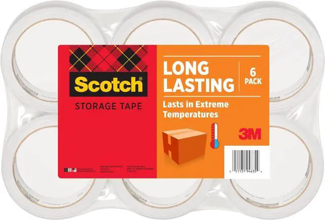 Main image of Packaging Tape, 1.88" x 54.6 yd, Clear | 3" Core | Weather Resistant | For Storage | 6 Rolls, Pack of 6