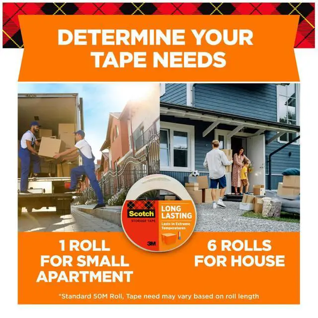 Alt view image 5 of 7 - Packaging Tape, 1.88" x 54.6 yd, Clear | 3" Core | Weather Resistant | For Storage | 6 Rolls, Pack of 6