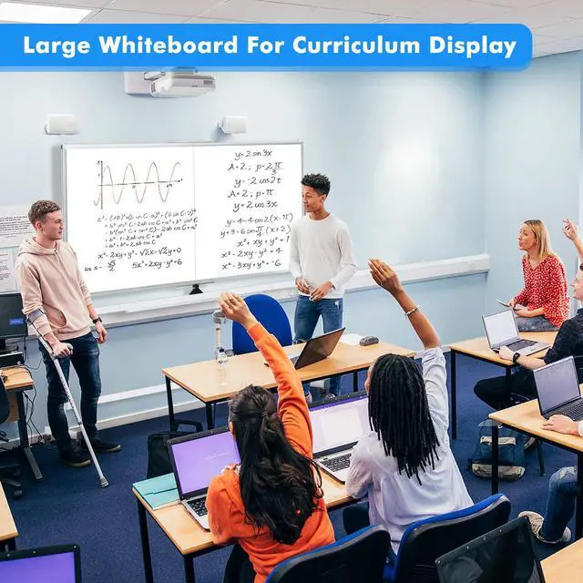 Alt view image 4 of 7 - Rolling Whiteboard,72"x36" White Board with Stands Movable Dry Erase Board on Wheels, Large Double Sided Standing Whiteboard for Office School Classroom Presentation Supplies