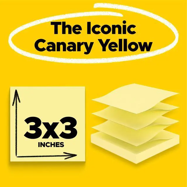 Alt view image 2 of 7 - Super Sticky Dispenser Pop-up Notes,12 Sticky Note Pads,3 x 3 in.,2X The Sticking Power,New Year Organization or Second Semester School Supplies,Canary Yellow,(Pack of 12)