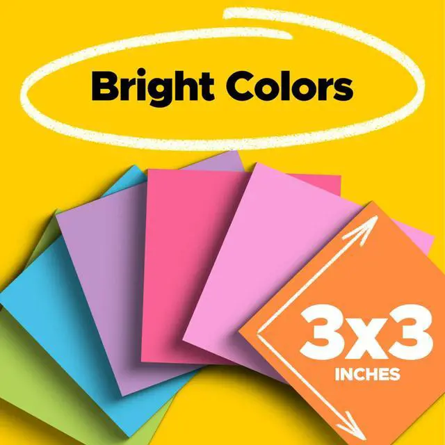Alt view image 2 of 7 - Super Sticky Notes, 24 Sticky Note Pads, 3 x 3 in, School Supplies, Office Products, Notes for Vertical Surfaces, Monitors, Walls and Windows, Bus Cabinet Pack (Pack of 8)