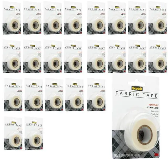 Main image of Removable Fabric Tape, 3/4 in x 180 in Rolls, 24-Pack | Double Sided, White, Model FTR-1-CFT