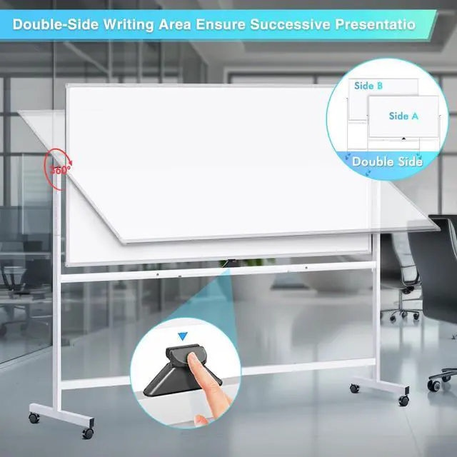 Alt view image 3 of 7 - Rolling Whiteboard 72x48, Large Double-Sided White Board Dry Erase on Wheels, Giant Magnetic White Board Standing for Office, School, Home Office, Homeschool (Sliver)