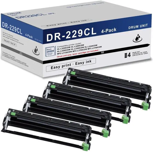 Main image of DR229CL Drum Unit (NOT Toner) 4 Pack Super High Yield Replacement for Brother DR229 DR 229CL DR-229CL Drum Unit for MFC-L3780CDW MFC-L3720CDW MFC-L3765CDW HL-L3220CDW HL-L3280CDW HL-L3295CDW Printer