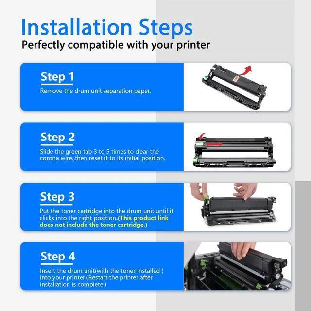 Alt view image 2 of 7 - DR229CL Drum Unit (NOT Toner) 4 Pack Super High Yield Replacement for Brother DR229 DR 229CL DR-229CL Drum Unit for MFC-L3780CDW MFC-L3720CDW MFC-L3765CDW HL-L3220CDW HL-L3280CDW HL-L3295CDW Printer
