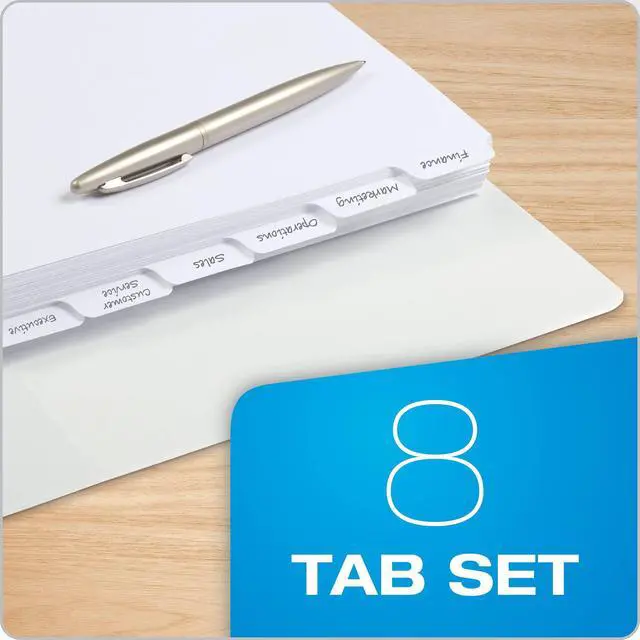 Alt view image 6 of 6 - Binder Dividers for 3 Ring Binders, 8-Tab Dividers, Write On Tabs, White Paper, 10 Count (Pack of 10)