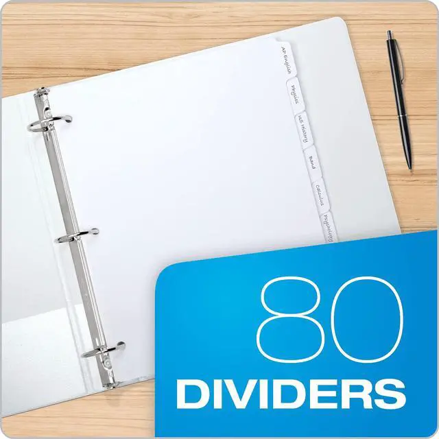 Alt view image 5 of 6 - Binder Dividers for 3 Ring Binders, 8-Tab Dividers, Write On Tabs, White Paper, 10 Count (Pack of 10)