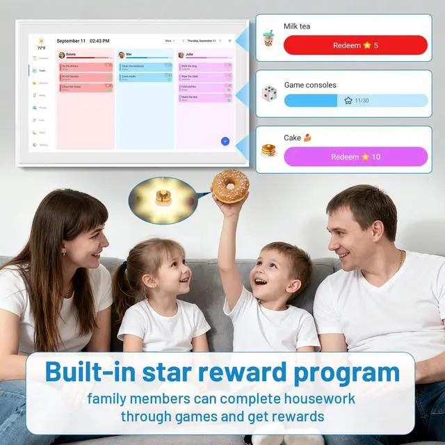 Alt view image 4 of 7 - 21.5" Smart Wall Calendar 2026 Planner & Chore Chart, Touchscreen