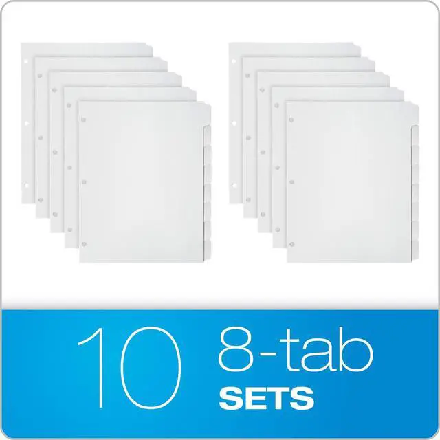 Alt view image 3 of 6 - Binder Dividers for 3 Ring Binders, 8-Tab Dividers, Write On Tabs, White Paper, 10 Count (Pack of 10)