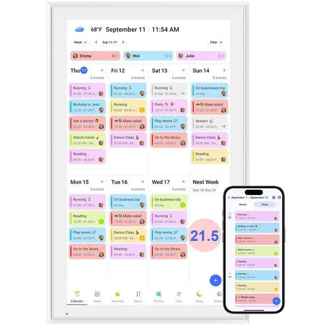 Alt view image 7 of 7 - 21.5" Smart Wall Calendar 2026 Planner & Chore Chart, Touchscreen