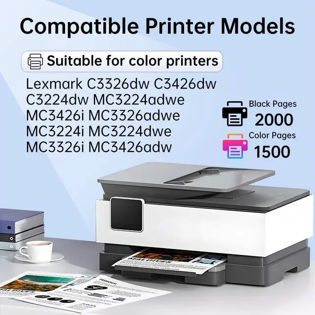 Alt view image 2 of 7 - C3210 MC3224 Toner Cartridges CMYK 4-Color Compatible with Lexmark C3224 | C3210C0 C3210K0 C3210M0 C3210Y0 Toner Cartridges for C3326 C3426 MC3224 MC3326 MC3426 Printer Toner (With Chip)
