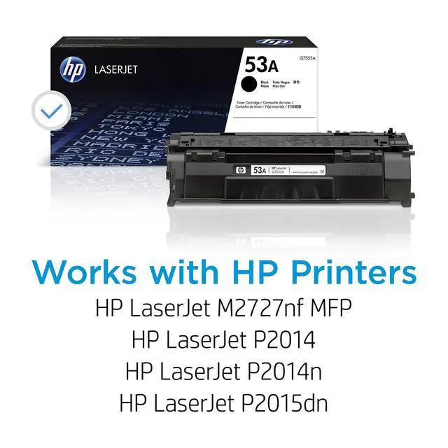 Alt view image 2 of 7 - Original 53A Black Toner Cartridge | Works LaserJet P2014, P2015 Series LaserJet M2727 MFP Series | Q7553A