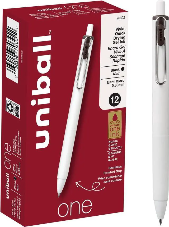Main image of Uniball Gel Pen; 0.38mm Ultra Micro Black Pens; Gel Ink Pens | Office Supplies Sold by Uniball are Pens; Ballpoint Pen; Colored-Pens;-Gel-Pens; Fine Point; Smooth Writing Pens,12 Count (Pack of 12)