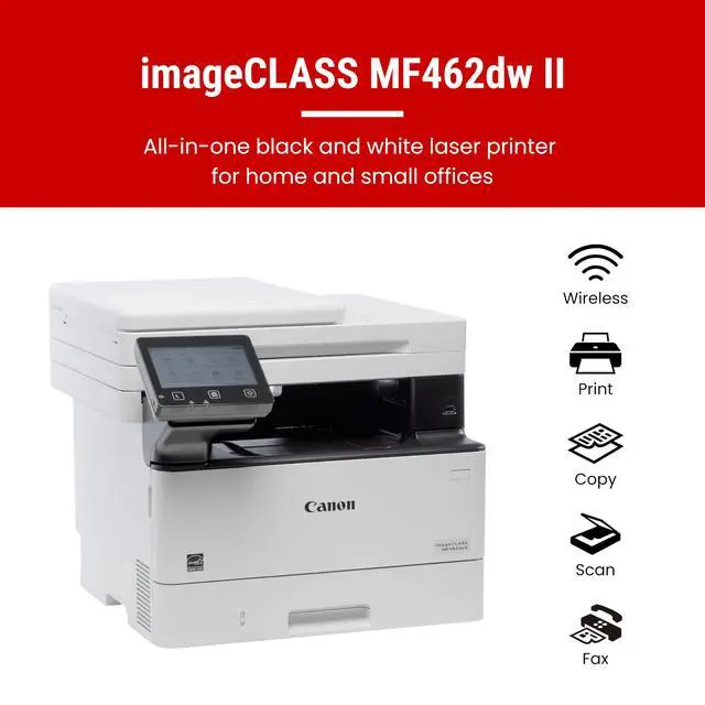 Alt view image 2 of 7 - imageCLASS MF462dw II - Monochrome Wireless Duplex Laser Printer with Print, Copy, Scan, Fax, Expandable Paper Capacity, 37 PPM