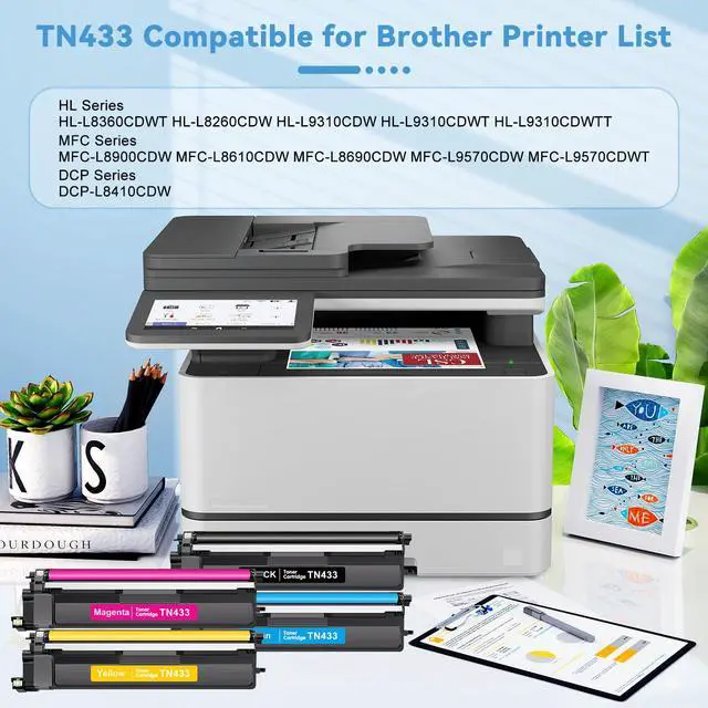 Alt view image 2 of 7 - Compatible with Brother TN433 Toner Cartridge 4 Pack for MFC-L8900CDW HL-L8360CDW Toner TN 433 Work with MFC-L8610CDW L8895CDW L8900CDW L8905CDW L9570CDW HL-L8260CDW Printer Ink Cartridge