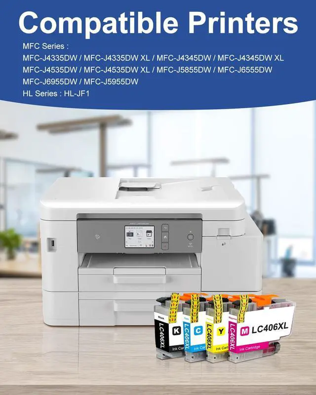 Alt view image 2 of 5 - 5-Pack LC406XL High Yield Ink Cartridges Compatible for Brother MFC-J4335DW MFC-J5855DW MFC-J6555DW MFC-J4535DW MFC-J6955DW MFC-J4345DW MFC-J5955DW Printer, Black Cyan Magenta Yellow