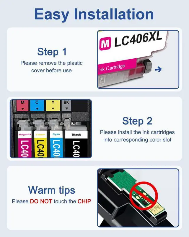 Alt view image 4 of 5 - 5-Pack LC406XL High Yield Ink Cartridges Compatible for Brother MFC-J4335DW MFC-J5855DW MFC-J6555DW MFC-J4535DW MFC-J6955DW MFC-J4345DW MFC-J5955DW Printer, Black Cyan Magenta Yellow