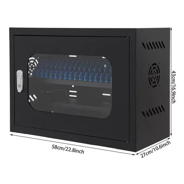 Alt view image 2 of 7 - 20-Device Charging Station, Charging Cabinet for Cellphones & Tablet Computers Charging Cabinet Locking Laptop Storage Box with 2 Keys for Schools, Hotels, Gyms, Supermarkets