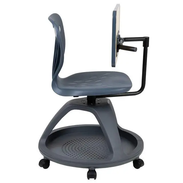 Alt view image 5 of 7 - Dark Gray Mobile Desk Chair - 360° Tablet Rotation and Storage Cubby