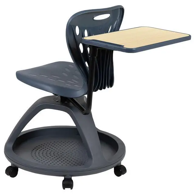 Alt view image 6 of 7 - Dark Gray Mobile Desk Chair - 360° Tablet Rotation and Storage Cubby