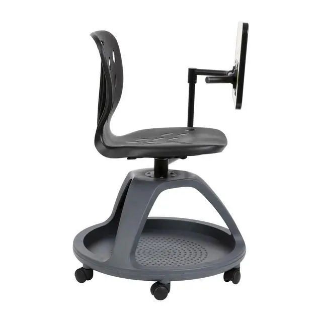 Alt view image 6 of 7 - Black Mobile Desk Chair - 360° Tablet Rotation and Storage Cubby
