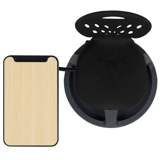 Alt view image 7 of 7 - Black Mobile Desk Chair - 360° Tablet Rotation and Storage Cubby