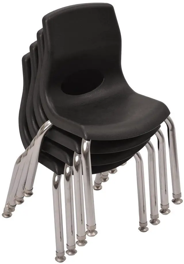 Main image of Childrens Factory MyPosture 10" H Chair, 4 Pack, Black with Chrome Legs, AB8010BLC4, Kids Preschool, Daycare or Classroom Flexible Seating, Toddler Desk Chair