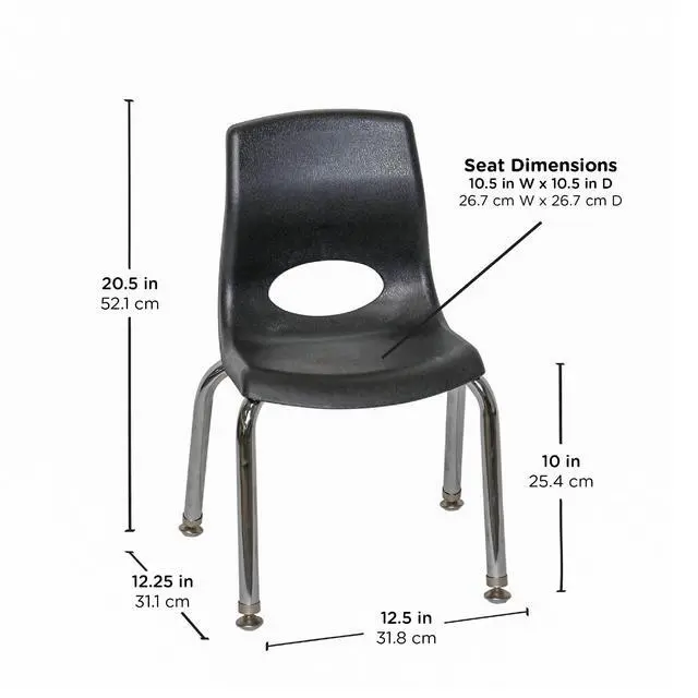 Alt view image 3 of 7 - Childrens Factory MyPosture 10" H Chair, 4 Pack, Black with Chrome Legs, AB8010BLC4, Kids Preschool, Daycare or Classroom Flexible Seating, Toddler Desk Chair