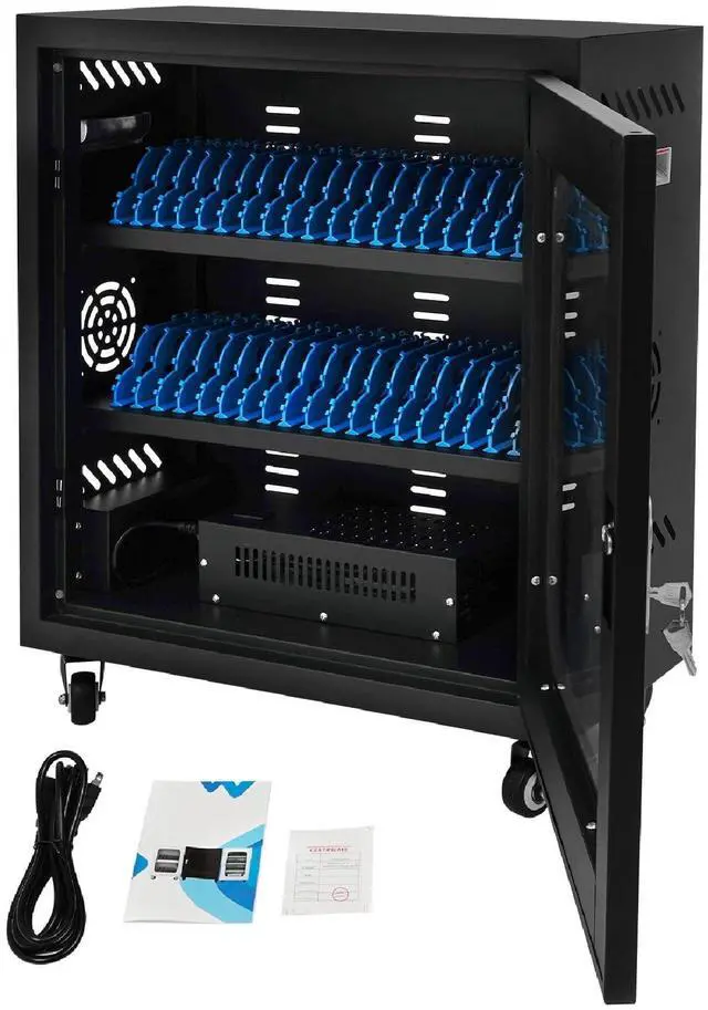 Main image of 40 Device Mobile Phone Charging Cabinet for Cellphone, USB Cell Phone Mobile Charging Stations, MobileStorage Cart for Office and Classroom (Black)
