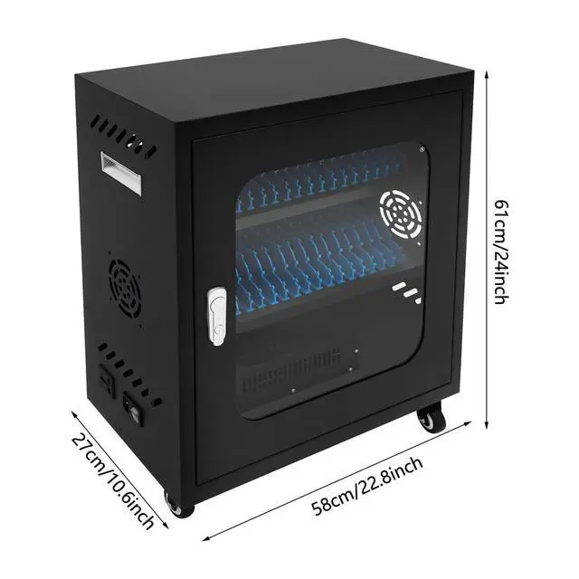 Alt view image 4 of 7 - 40 Device Mobile Phone Charging Cabinet for Cellphone, USB Cell Phone Mobile Charging Stations, MobileStorage Cart for Office and Classroom (Black)