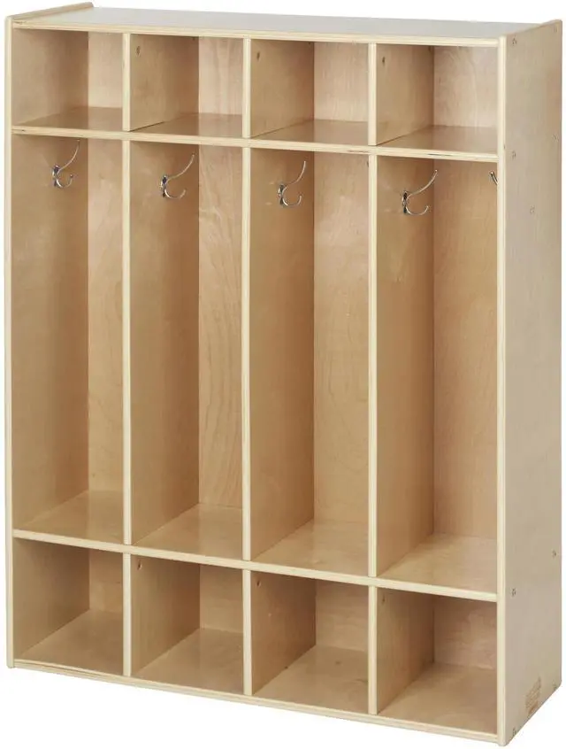 Main image of Sleekline 4-Section Storage Coat Locker, Kids Furniture, Natural