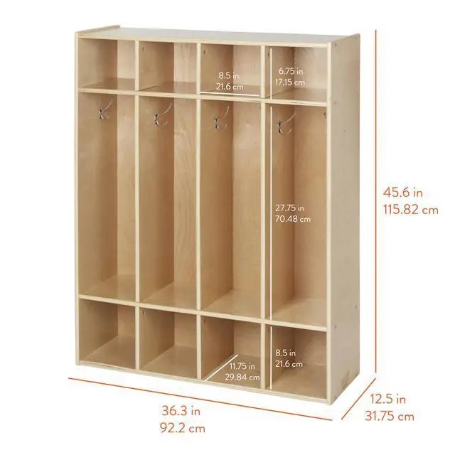 Alt view image 2 of 7 - Sleekline 4-Section Storage Coat Locker, Kids Furniture, Natural
