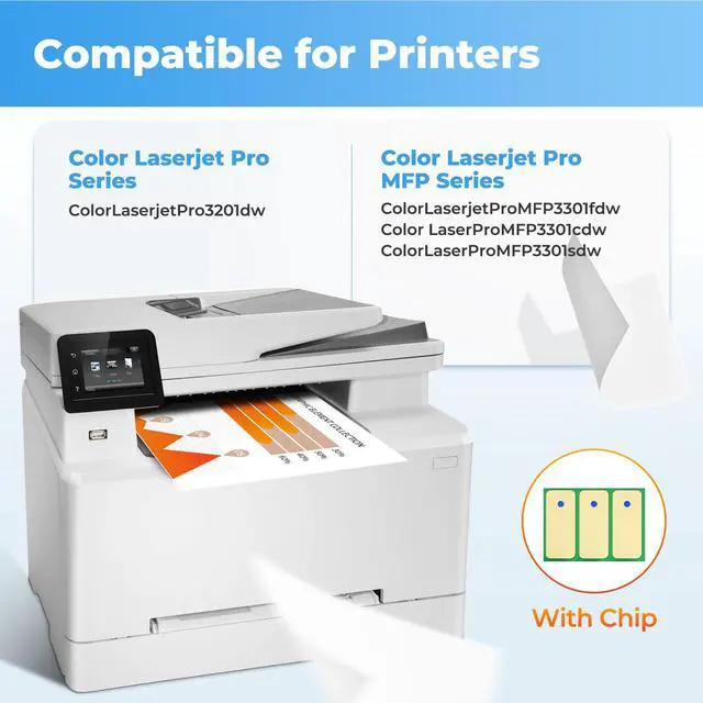 Alt view image 2 of 7 - 218A Toner Cartridges Replacement 3301sdw 3301fdw 3201dw Compatible for HP 218A 218X Toner (with Chip) W2180X W2180A Works for Pro 3201dw Pro MFP 3301fdw 3201dw 3301sdw Printer 4Pack(1BK+1C+1M+1Y)