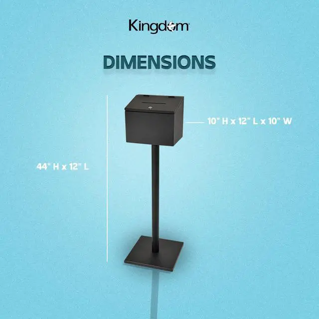 Alt view image 5 of 7 - Floor Standing Box With Lock and Key. Donation Box for Church, Suggestion Box for Church, Home, Office. Tip Box, Metal Collection Box. Keys Make It Safe and Secure, Black, Non-personalized