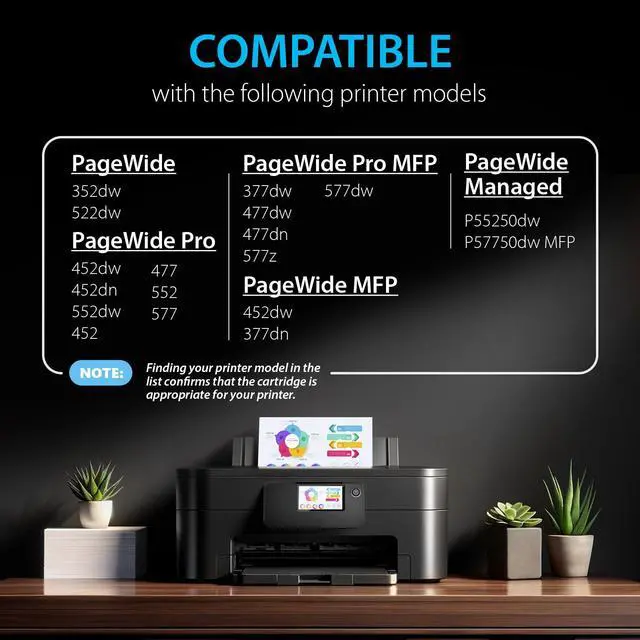 Alt view image 2 of 7 - Compatible Ink Cartridges Replacement for HP 972A 972 A (4 Pack Combo) to use with PageWide Pro 477dw 577dw 452dw 477dn 452dn 577z 552dw 377dw P55250dw Printers (Black & Cyan Magenta Yellow)
