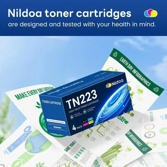 Alt view image 6 of 7 - TN-223 TN223BK/C/M/Y Toner Cartridge Replacement for Brother TN223 TN 223 TN2234PK TN-223BK/C/M/Y Ink Cartridge, TN223 Black/Cyan/Magenta/Yellow Toner Cartridges Set