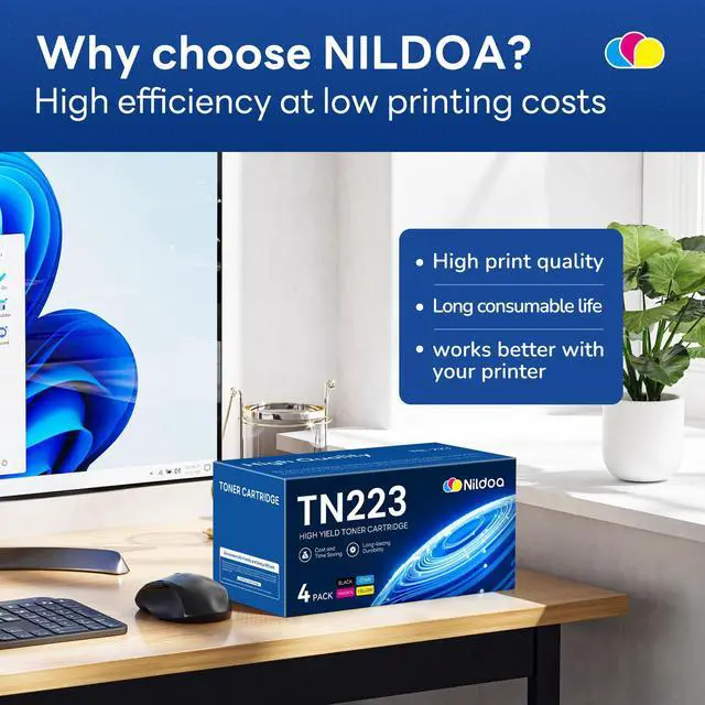 Alt view image 7 of 7 - TN-223 TN223BK/C/M/Y Toner Cartridge Replacement for Brother TN223 TN 223 TN2234PK TN-223BK/C/M/Y Ink Cartridge, TN223 Black/Cyan/Magenta/Yellow Toner Cartridges Set