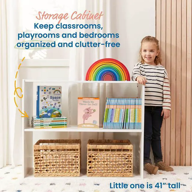 Alt view image 4 of 7 - Streamline 2-Shelf Double-Sided Storage Cabinet, 30in, Double-Sided Display, White Wash