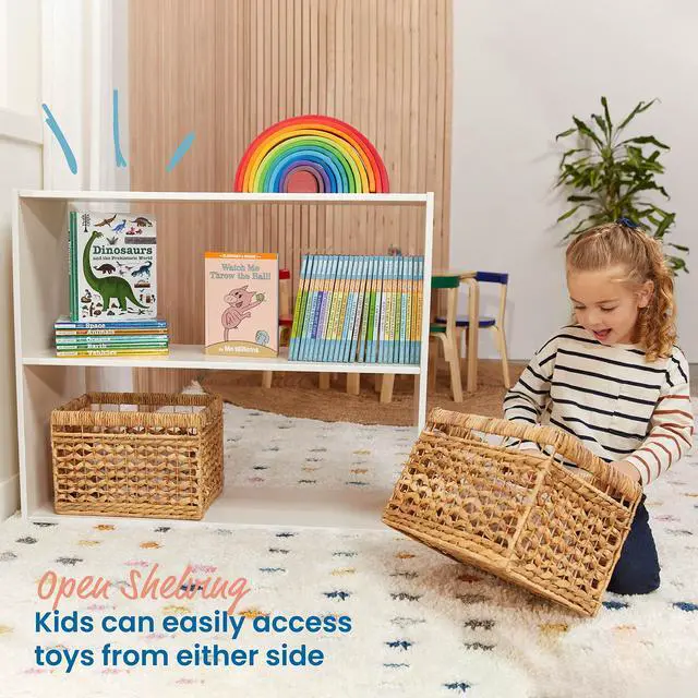 Alt view image 2 of 7 - Streamline 2-Shelf Double-Sided Storage Cabinet, 30in, Double-Sided Display, White Wash